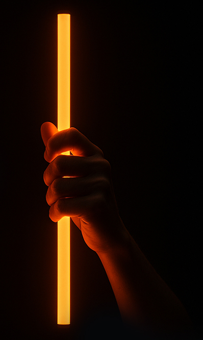 Right hand holding light